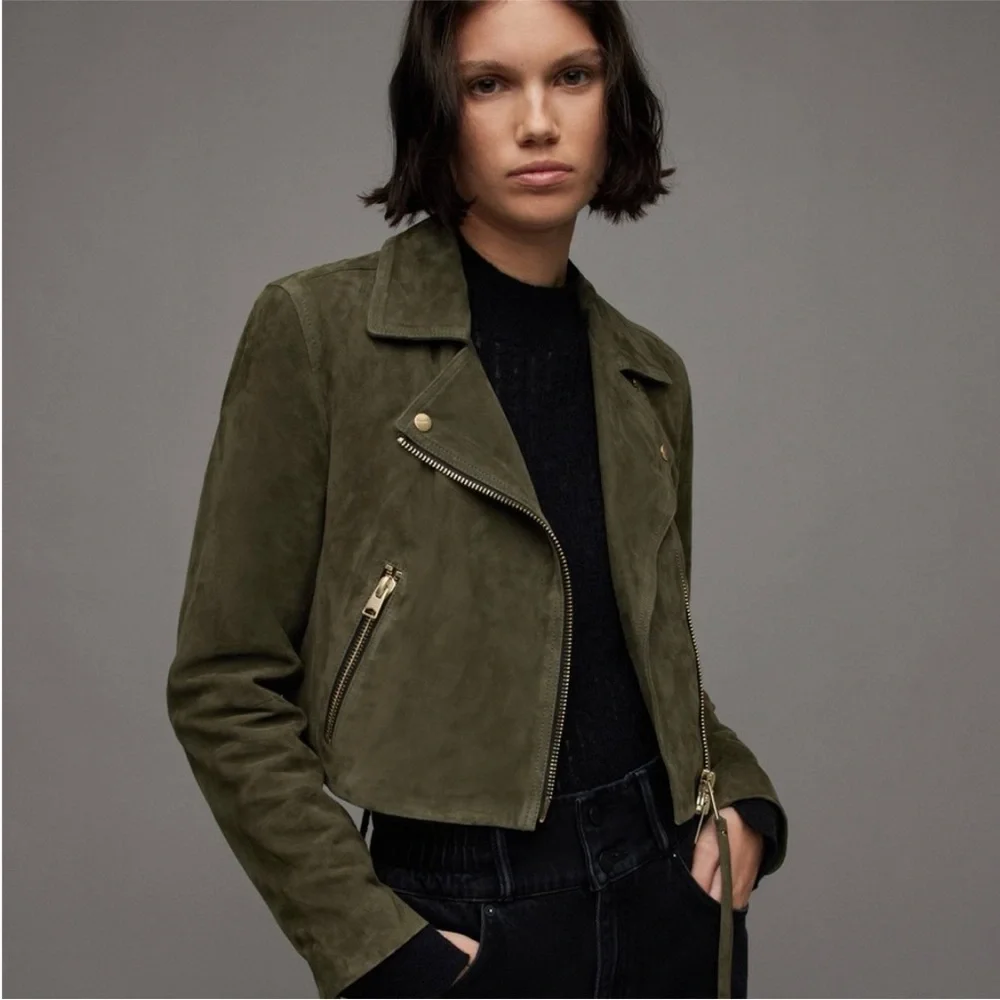 ALLSAINTS Suede Dalby Biker Leather Jacket Brand anew with Tags, US Size 4 - Picture 3 of 9